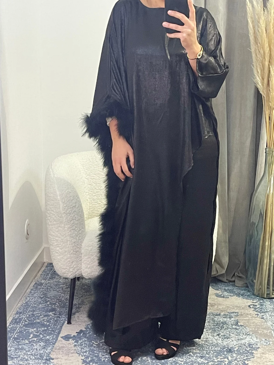 Ensemble abaya à plume pantalon