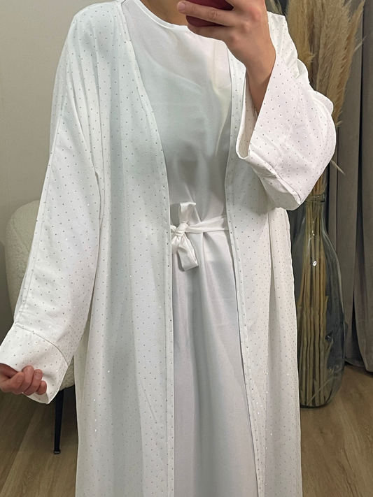 Kimono blanc à strass
