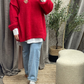 Pull oversize doux avec couture apparente et col montant