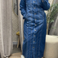 Robe Longue en Jean à Boutons avec Surpiqûres Manal