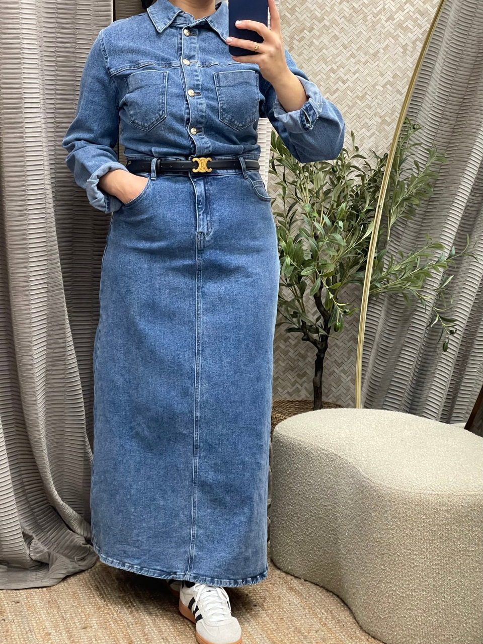 Robe longue en jean