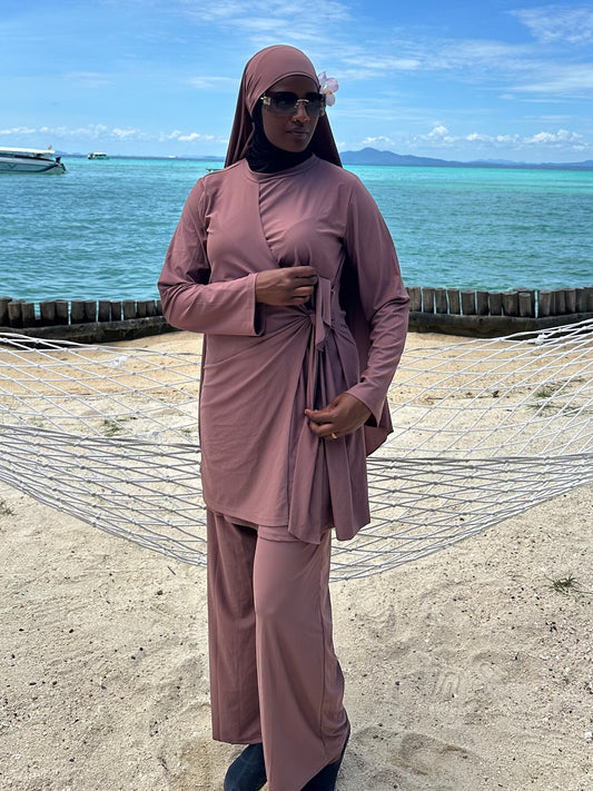 Burkini Noué Rose Sable