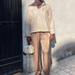 Pantalon satin fluide – Beige doré