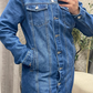 Robe Longue en Jean à Boutons avec Surpiqûres Manal