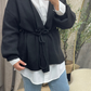 Gilet Oversize Style Kimono avec Passants et Ceinture à Nouer