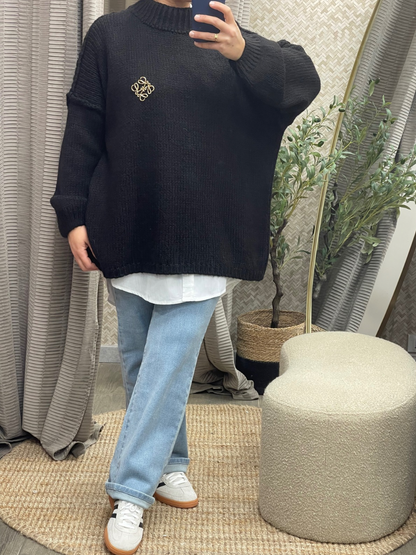 Pull oversize doux avec couture apparente et col montant