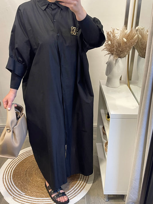 Robe Chemise Noire – Coupe Oversize