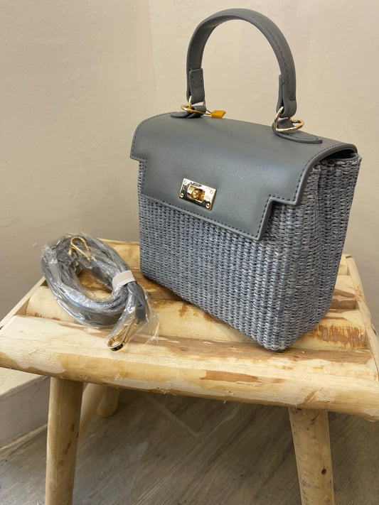Sac à main tressé Bleu – effet rotin