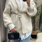 Gilet Oversize Style Kimono avec Passants et Ceinture à Nouer