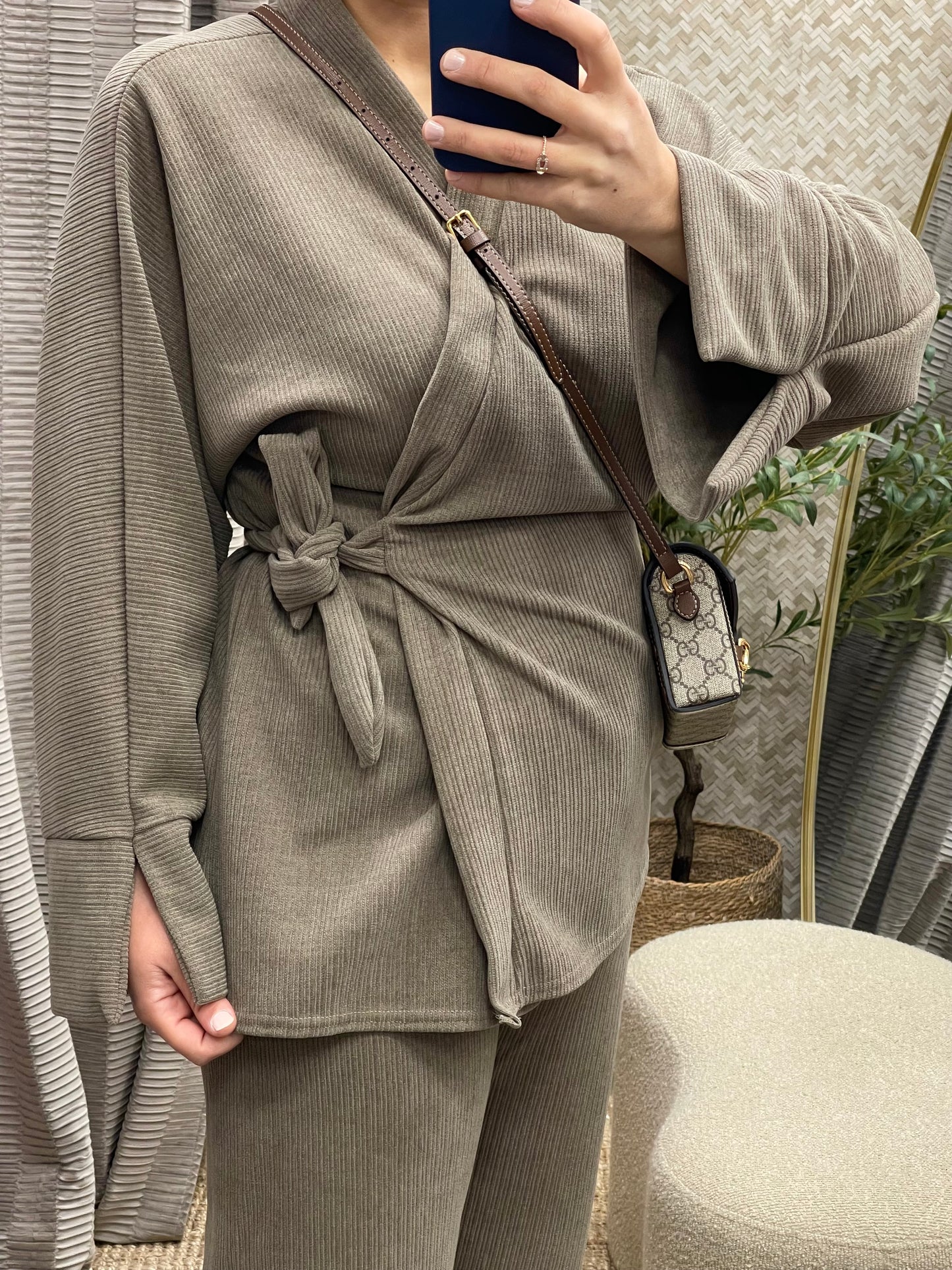 Ensemble Gilet Cache-Cœur et Pantalon en Velours Côtelé