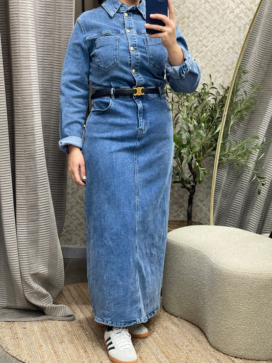 Robe longue en jean