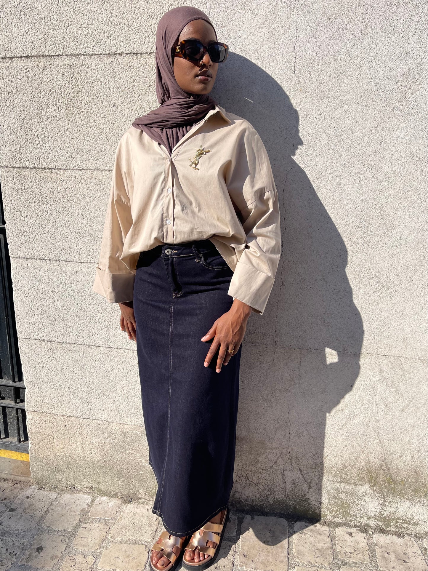 Jupe Longue en Jean Brut – Coupe Droite & Intemporelle