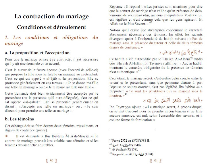 Le Mariage en Islam  (Un Guide complet , Précis et Simple à partir Des Fatwas D’éminents Savants )